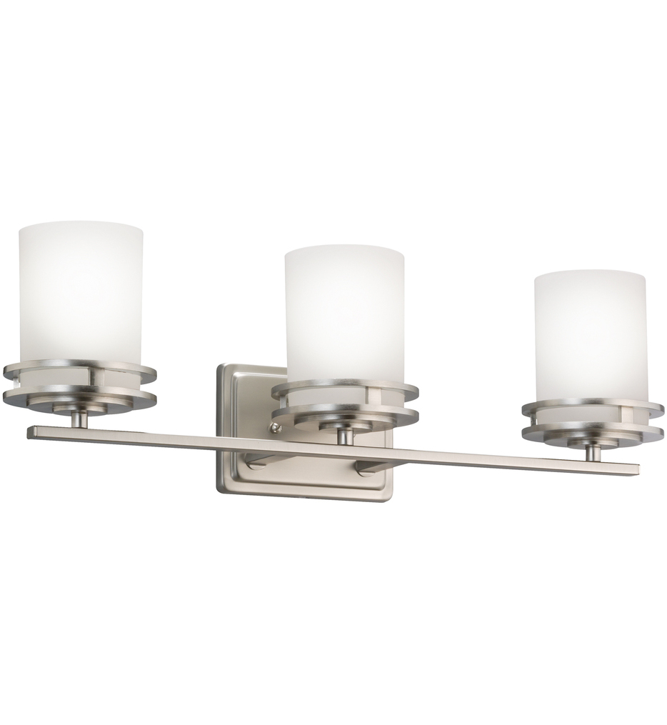 Kichler Caparros 24" 3-Light Vanity Light - Brushed Nickel With Clear Ribbed Glass