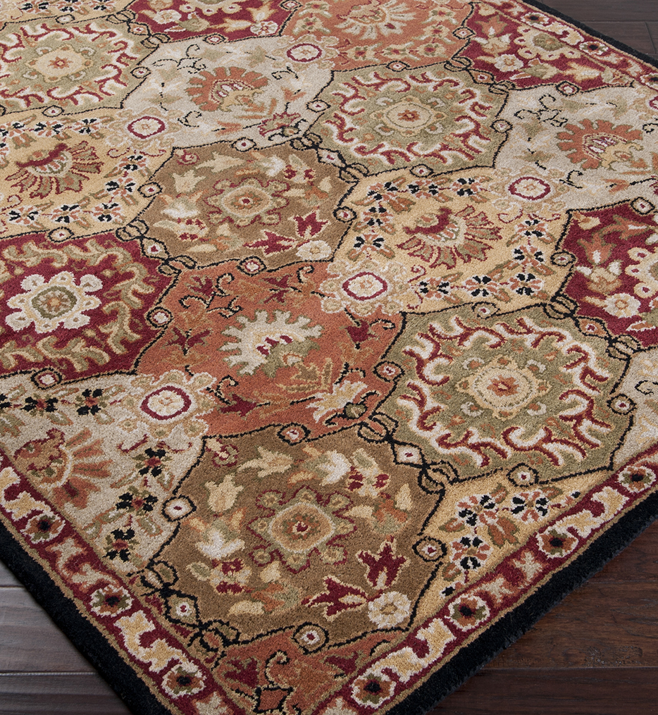 Caesar Laurel Bordered Traditional Hand Tufted Rug