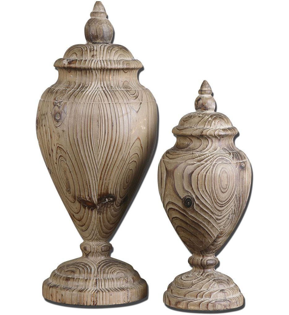 Uttermost 19613 Brisco Carved Wood Finials (Set of 2)