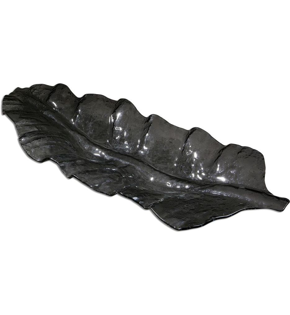 Smoked Leaf Glass Tray