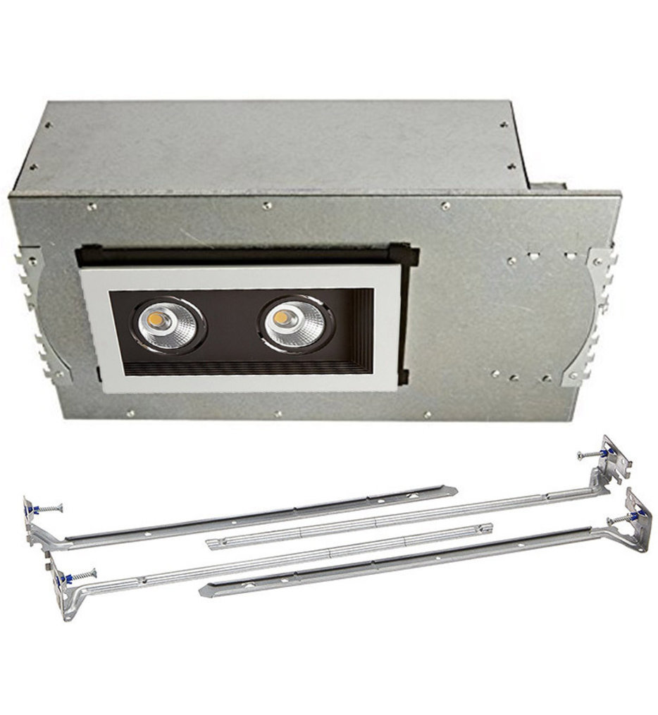 WAC Lighting - Mini Multiples New Construction LED Wide Flood Beam 2 Light Multispot Complete Recessed Kit