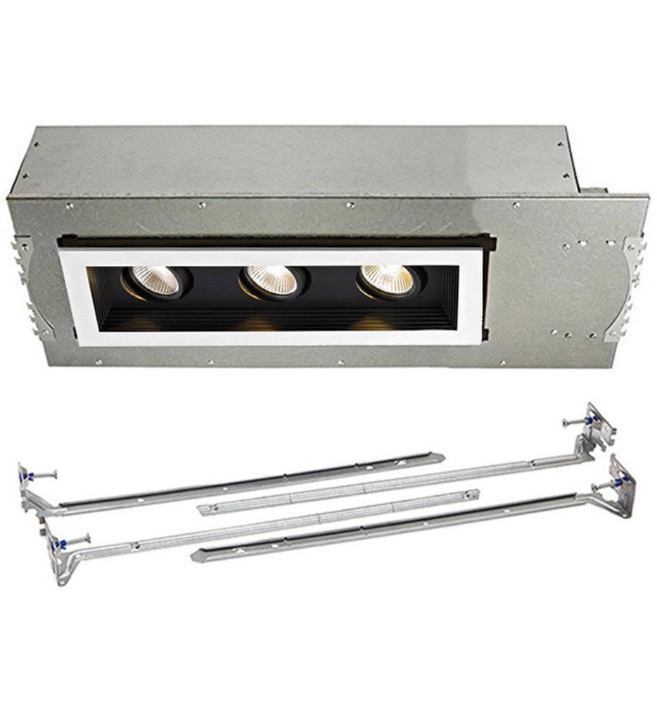 WAC Lighting - MT-3LD311NA-W940BK - Mini Multiples New Construction LED Wide Flood Beam 3 Light Multispot Complete Recessed Kit