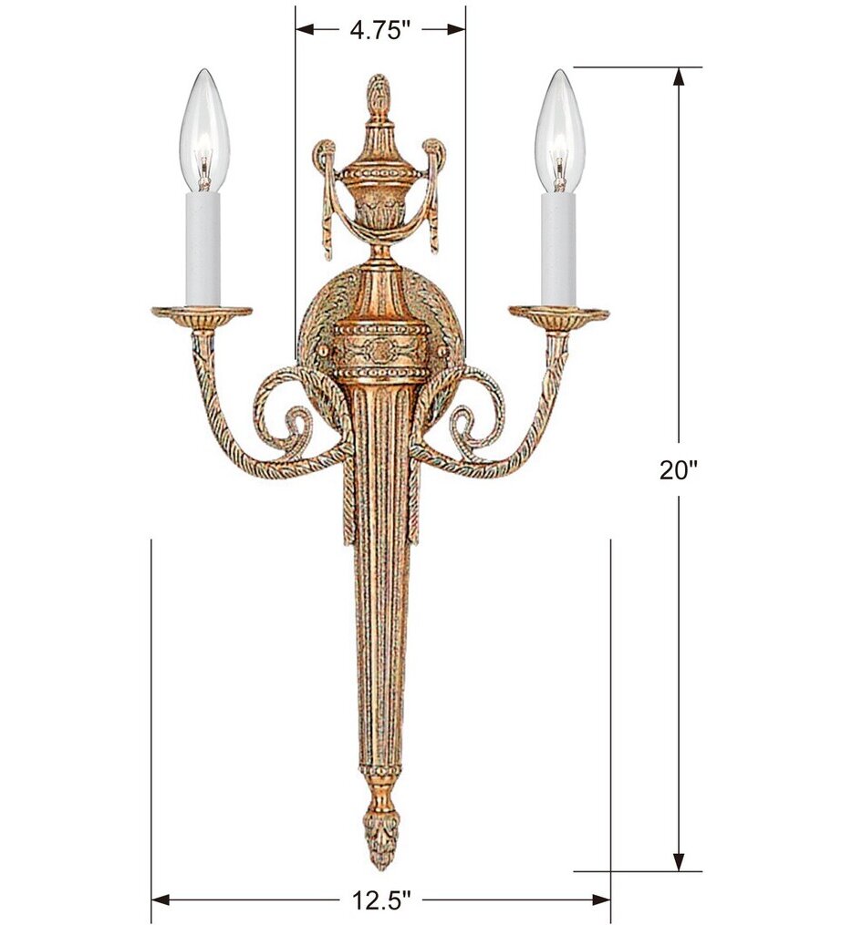 Cast Brass Wall Mount 20" Wall Sconce