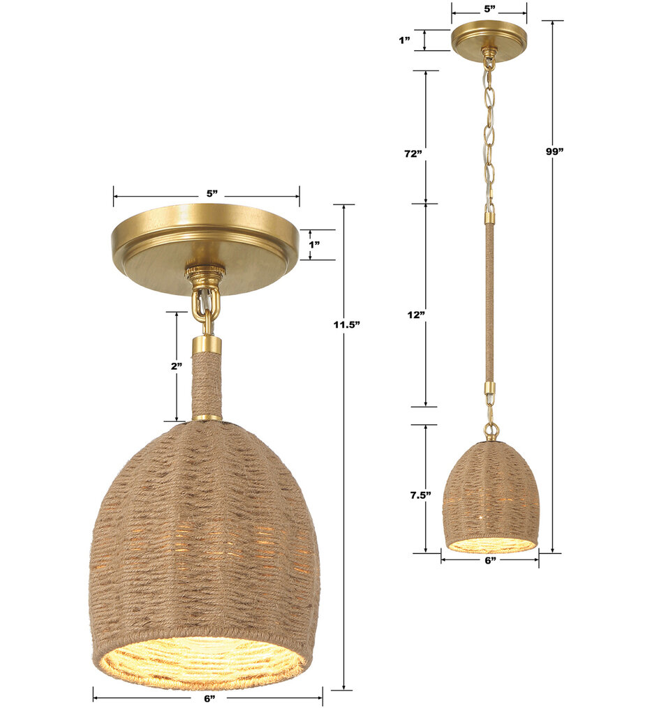 Jace 6" Semi-Flush Mount