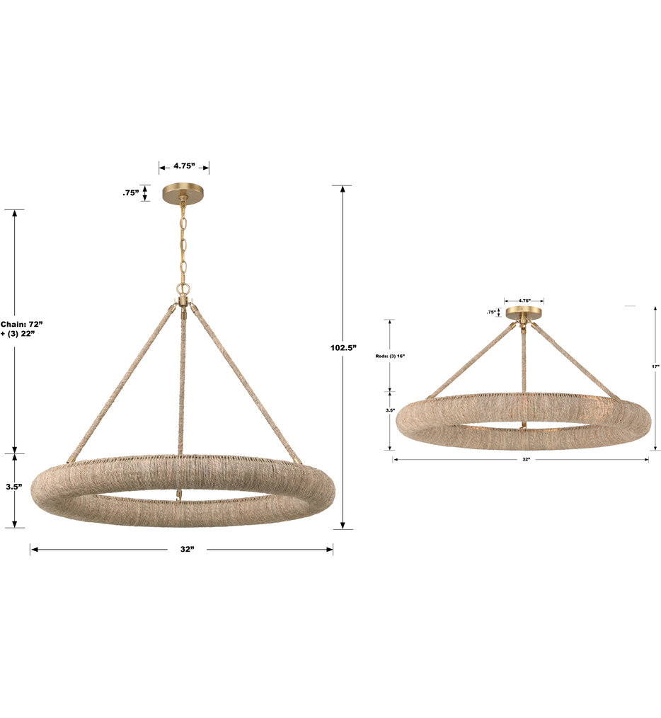 Oakley 32" Semi-Flush Mount