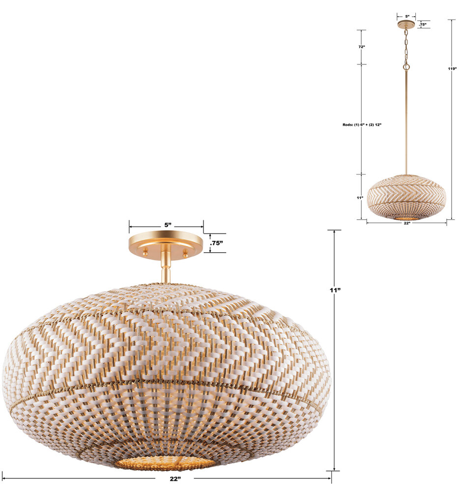 Zanzibar 22" Semi-Flush Mount