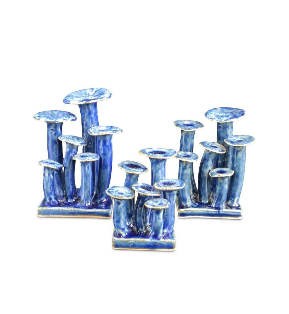 Wild Blue Mushrooms Objet Set of 3