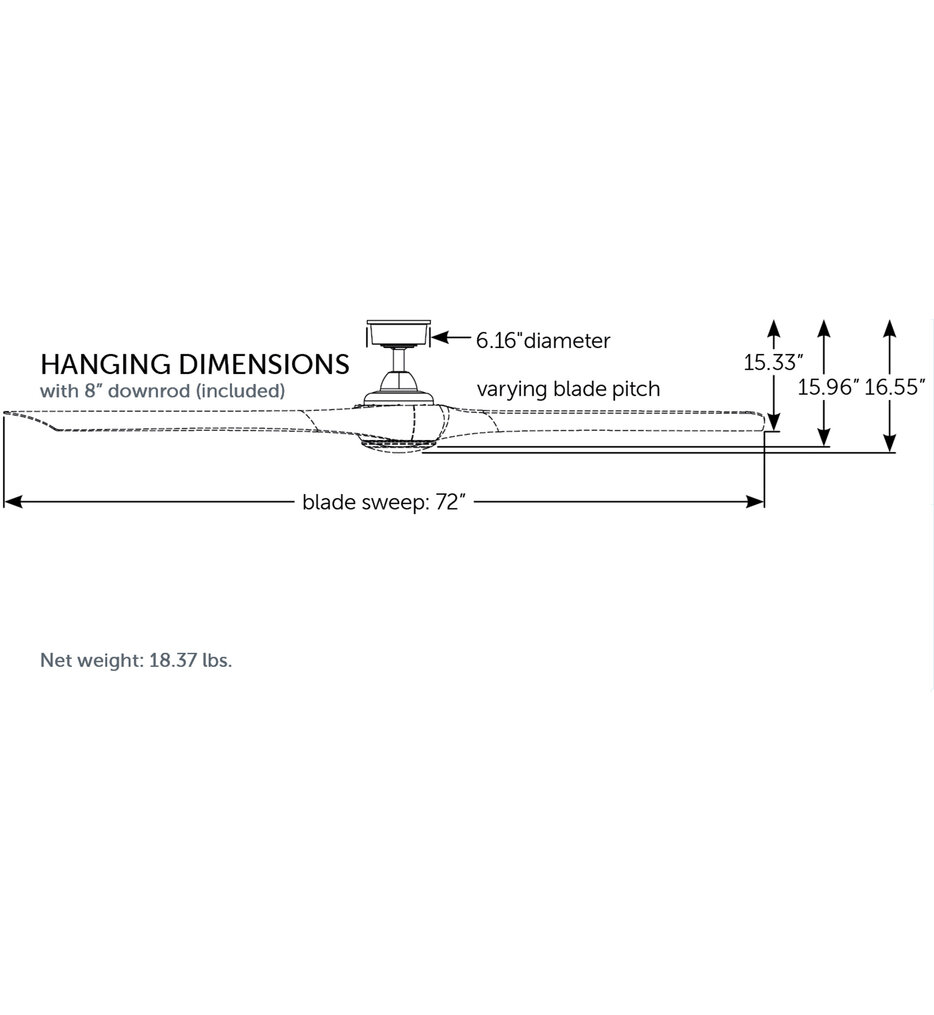 Fanimation - FPD8531BN-72K - Wrap Custom 72" Ceiling Fan
