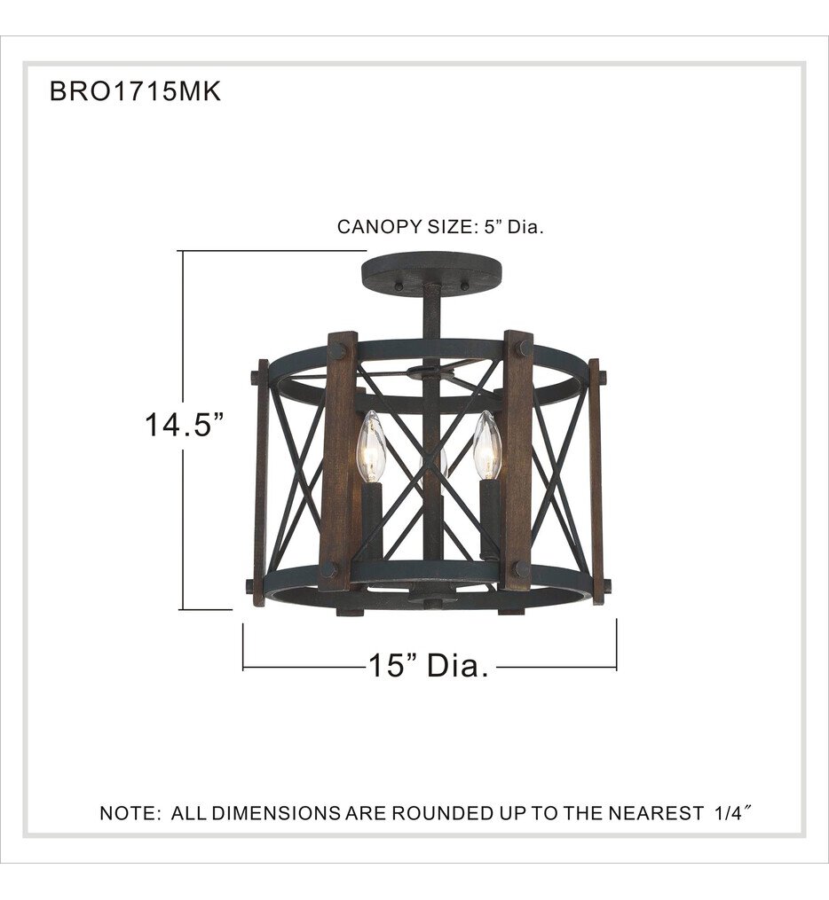 Baron 15" Semi-Flush Mount