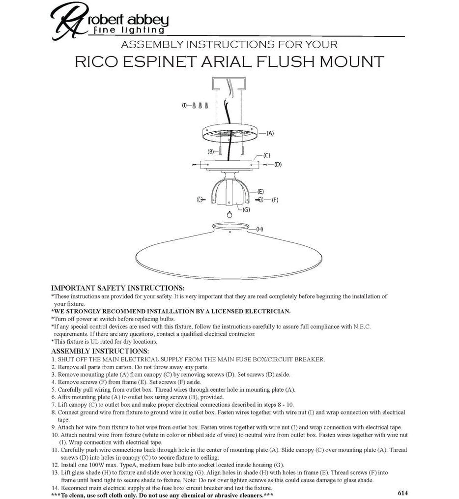 Rico Espinet Arial 15.88" Flush Mount