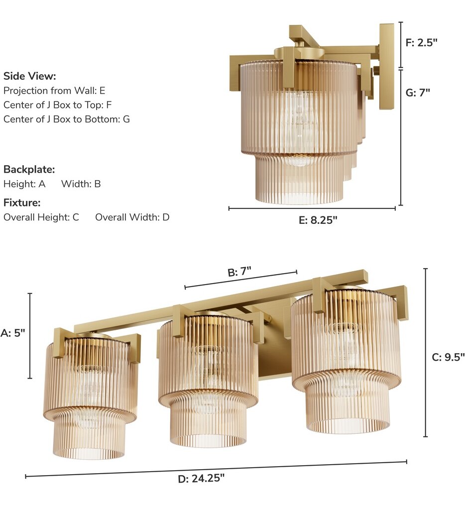 Hunter 13156 Jasmine Roth Ontario 24.2'' Bath Vanity Light