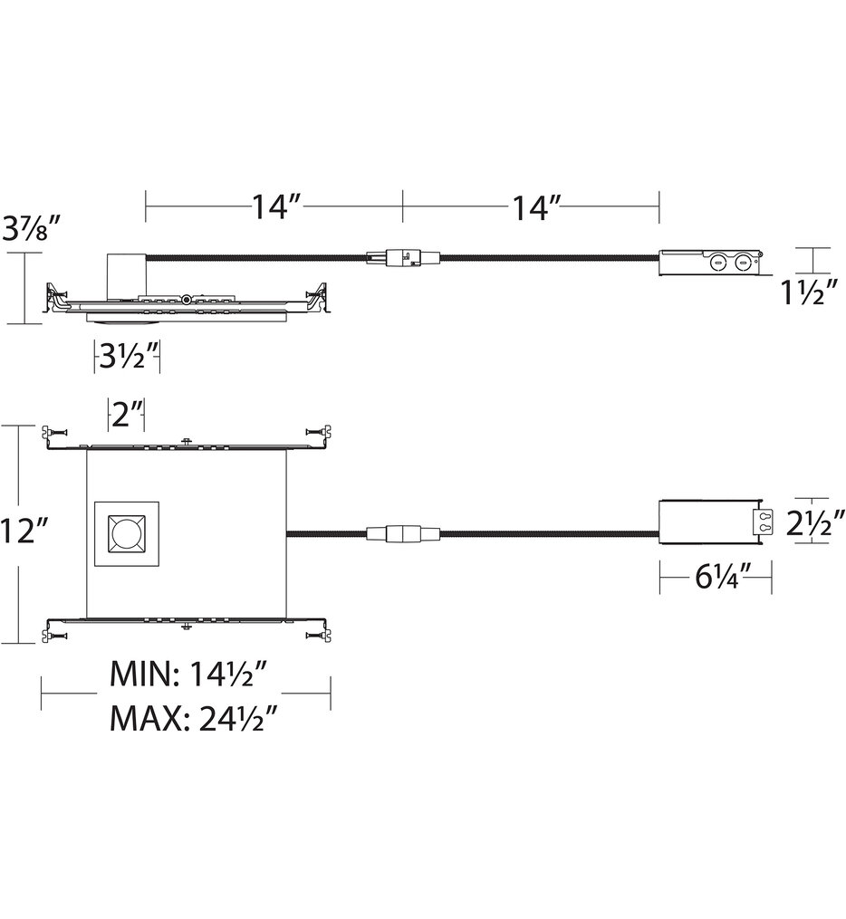 Ion LED 2in Square Recessed Light with New Construction Frame-in Kit
