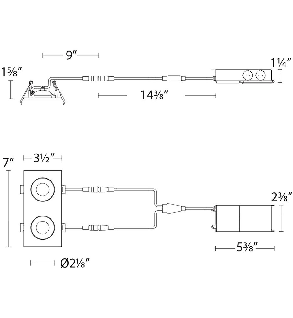 Lotos 2in LED 2-Light Square Adjustable Recessed Kit