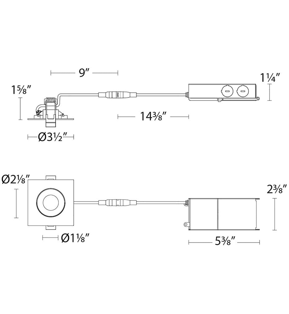 Lotos 2in LED 1-Light Light Square Adjustable Recessed Kit