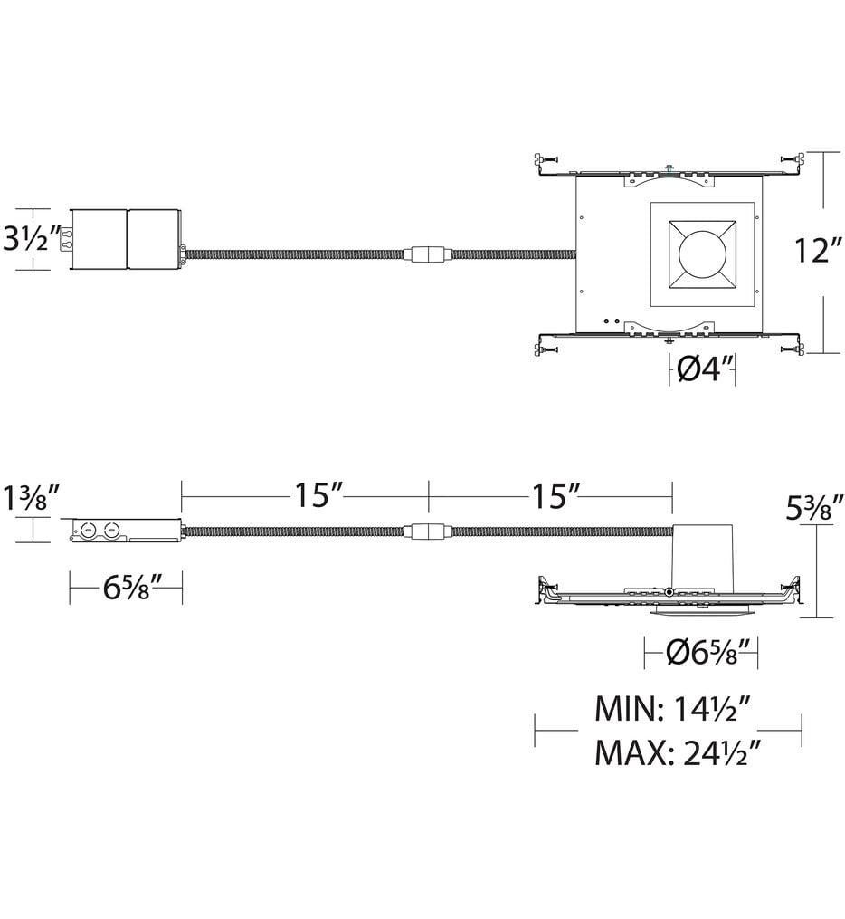 Blaze LED 6in Square Recessed Light with New Construction Frame-in Kit 5-CCT Selectable