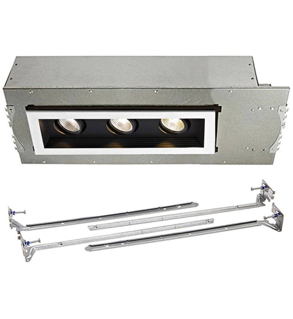 WAC Lighting - MT-3LD311NA-F927BK - Mini Multiples New Construction LED Flood Beam 3 Light Multispot Complete Recessed Kit