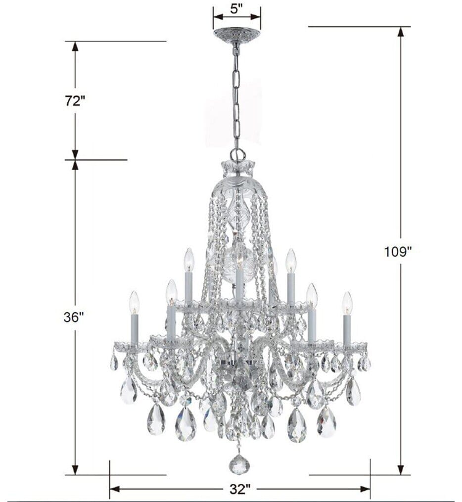 Crystorama - 1110-CH-CL-MWP - Traditional Crystal 32" Chandelier