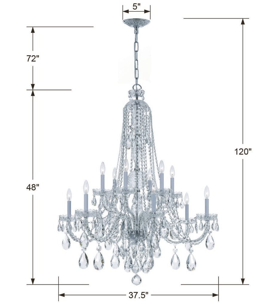 Crystorama - 1112-CH-CL-MWP - Traditional Crystal 37.5" Chandelier