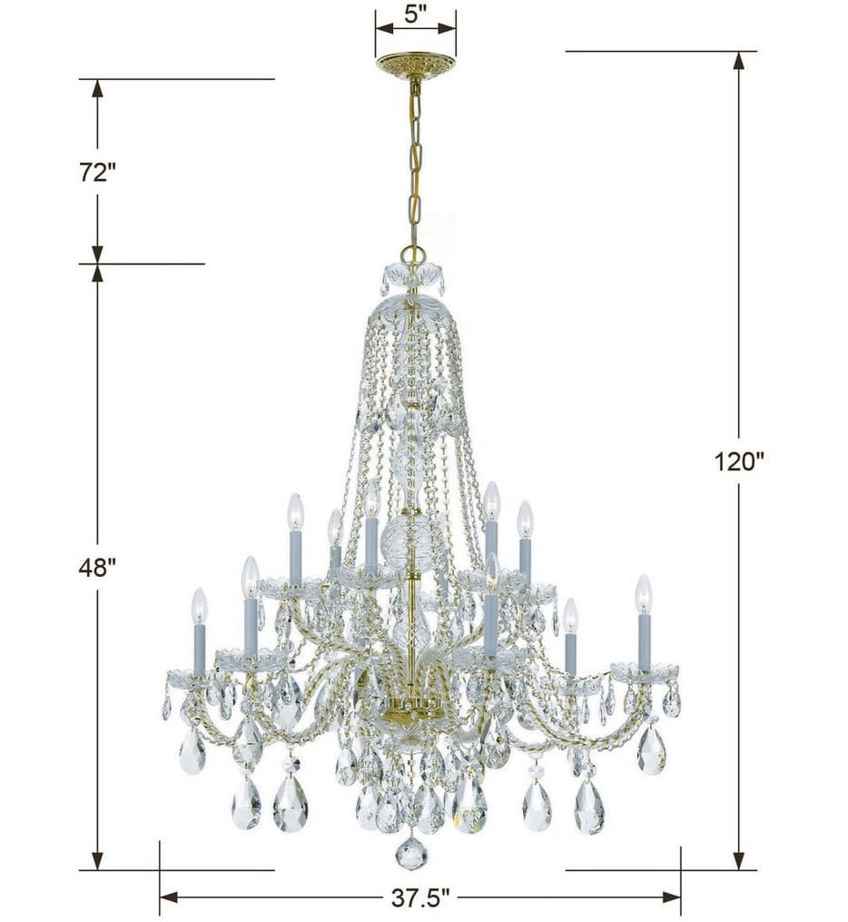 Crystorama - 1112-PB-CL-MWP - Traditional Crystal 37.5" Chandelier