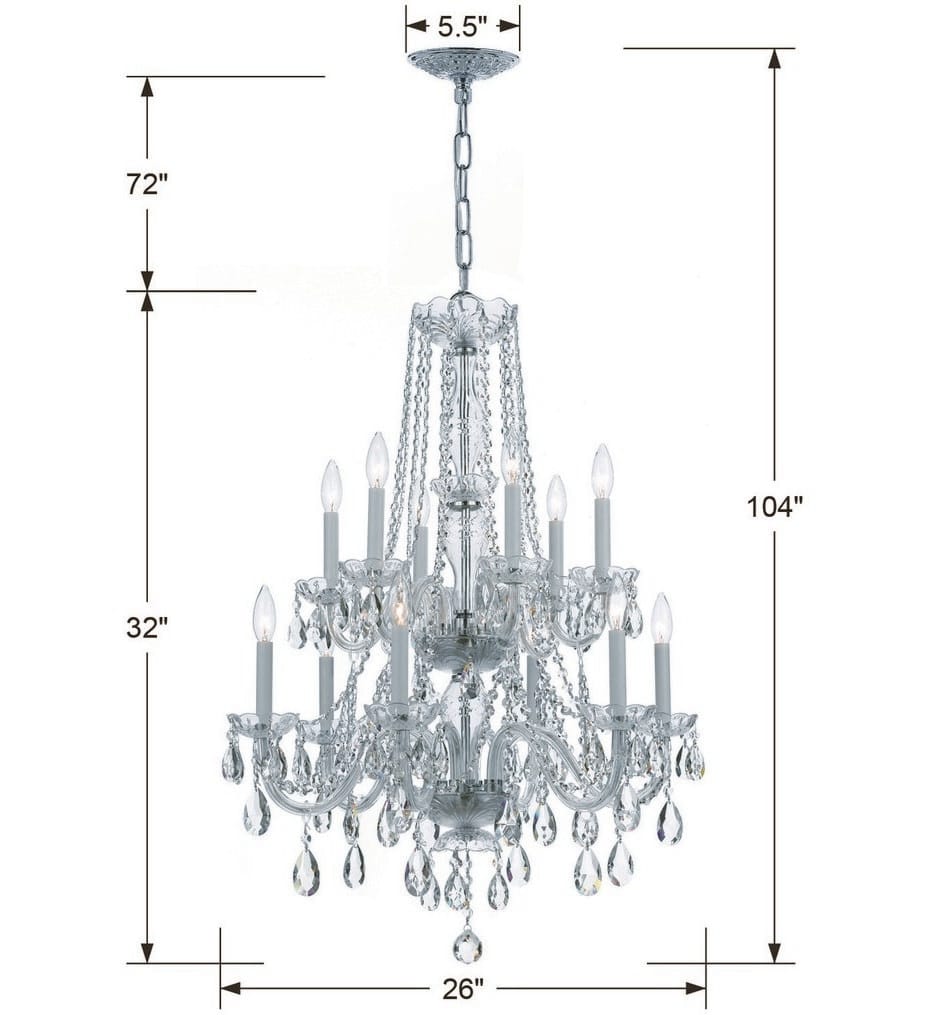 Crystorama - 1137-CH-CL-MWP - Traditional Crystal 26" Chandelier