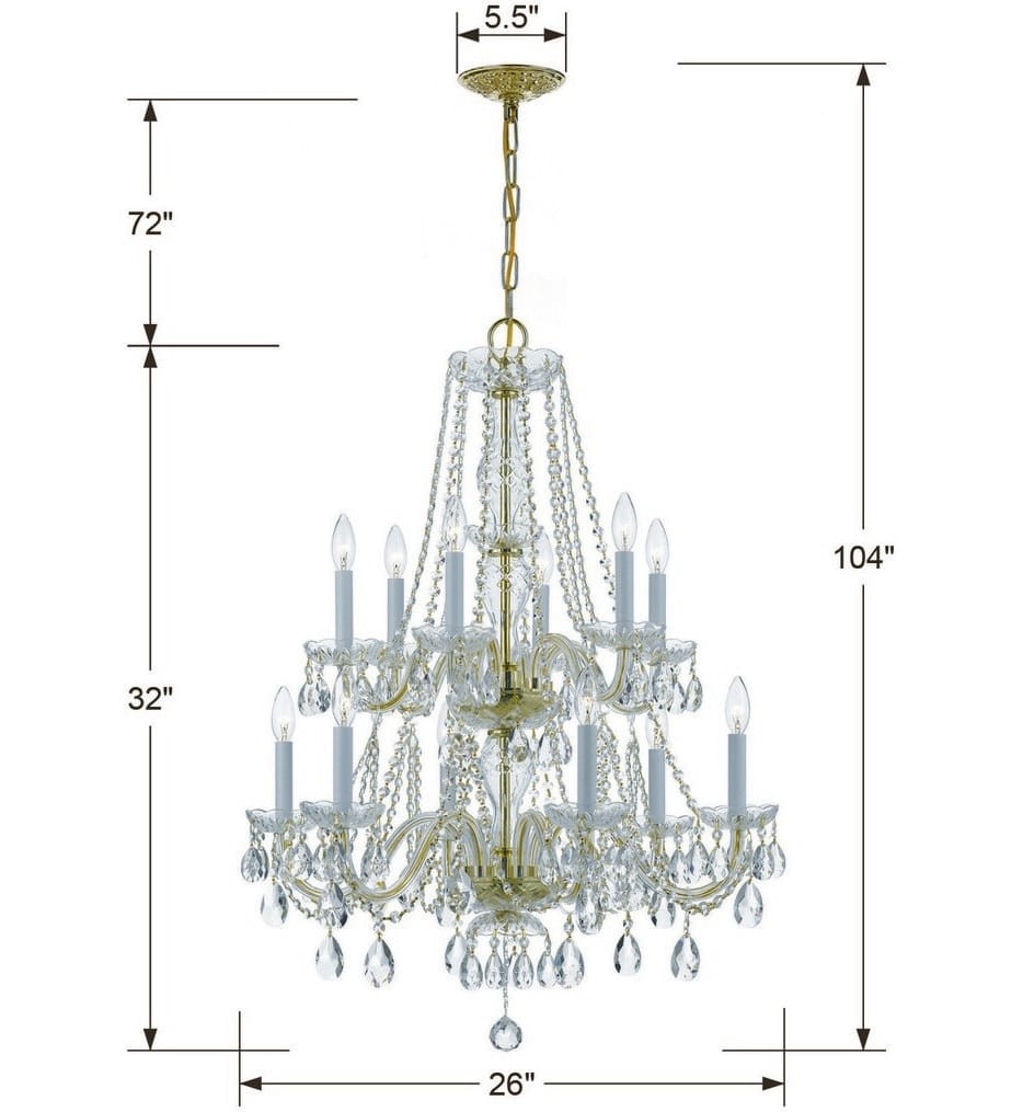 Crystorama - 1137-PB-CL-MWP - Traditional Crystal 26" Chandelier