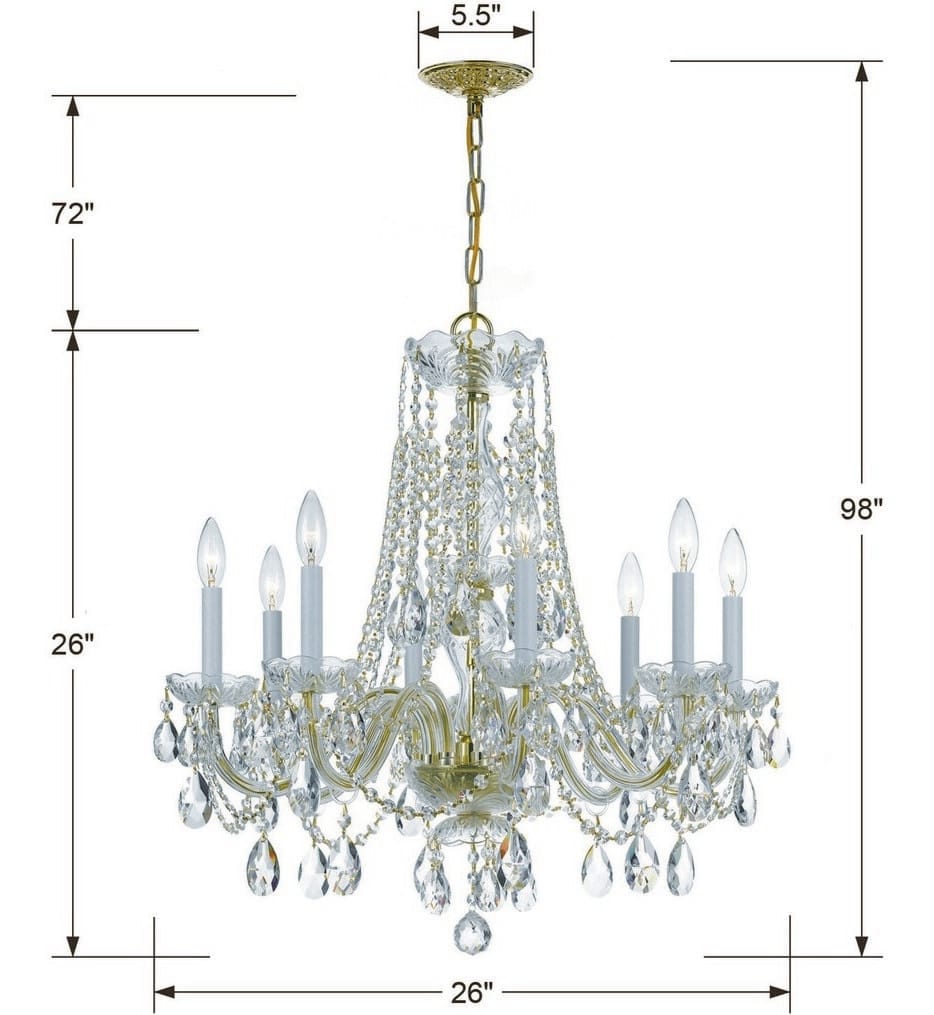 Crystorama - 1138-PB-CL-MWP - Traditional Crystal 26" Chandelier