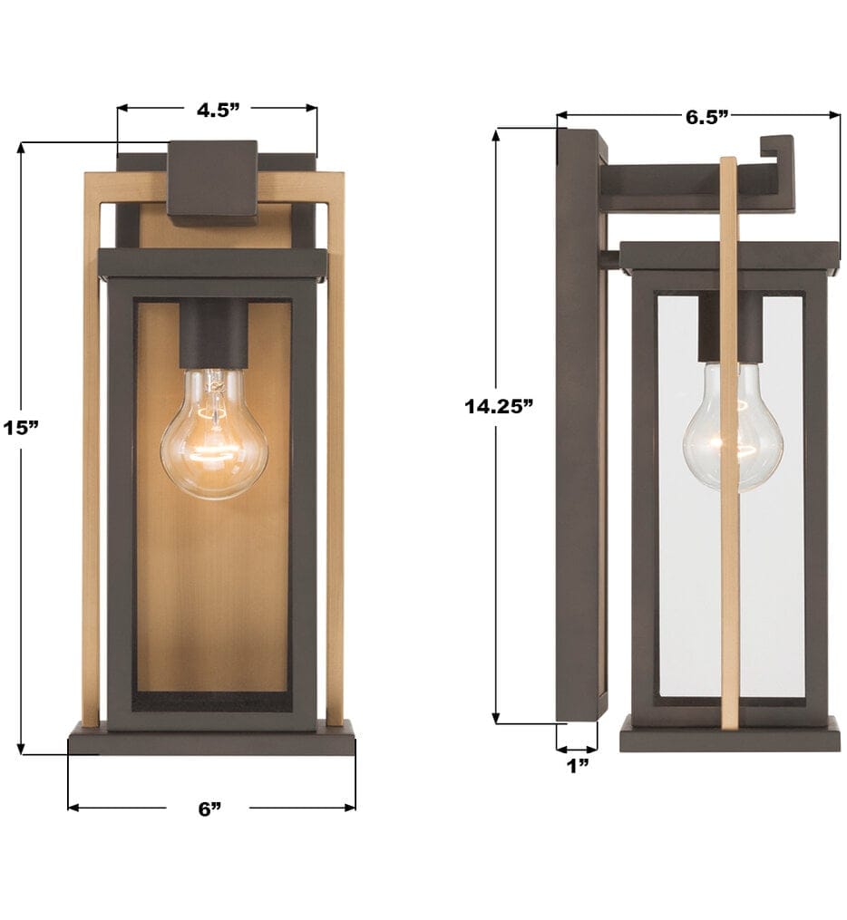 Crystorama - LDL-901-TZ-TG - Lendel 15-Inch Outdoor Wall Sconce