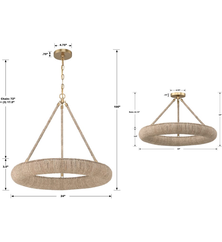 Crystorama - OAK-7536-SG_CEILING - Oakley 24" Semi-Flush Mount