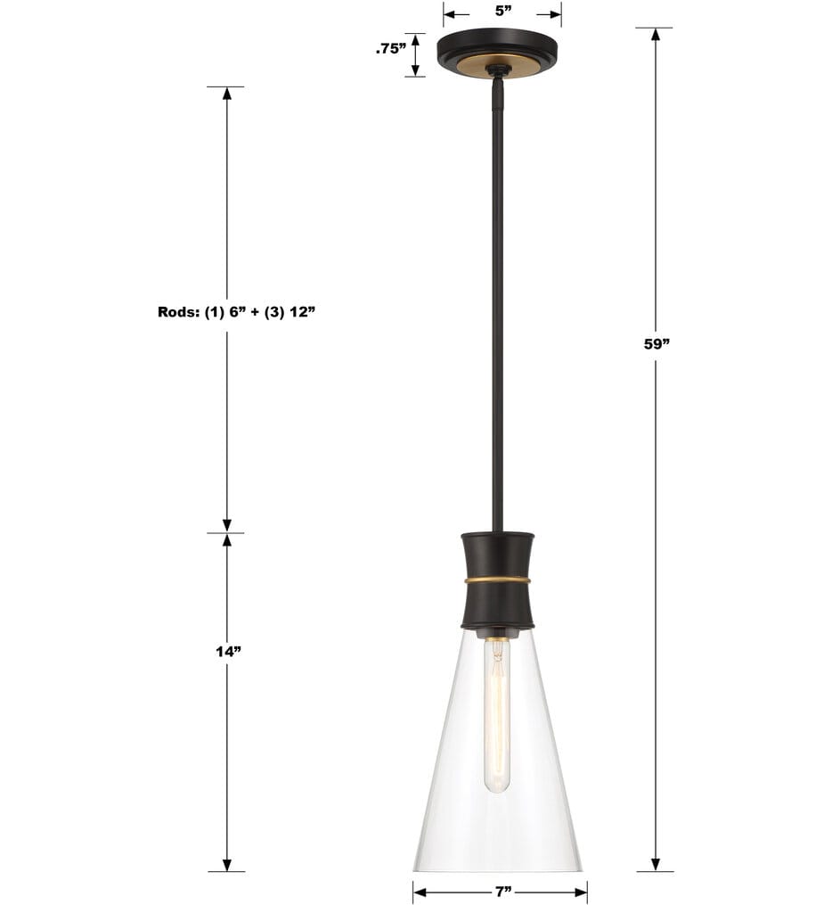 Crystorama - QUN-1500-MK-TG - Quinn 7" Pendant