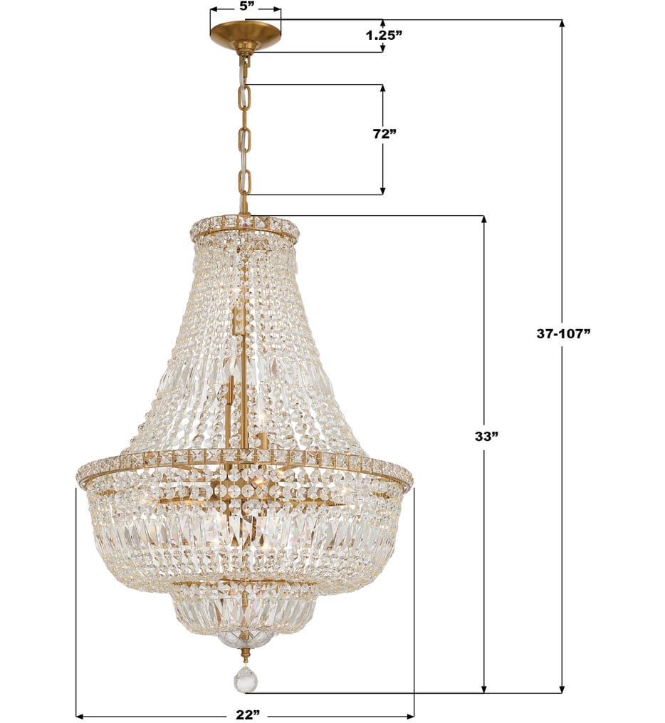 Crystorama - ROS-A1009-AG-CL-MWP - Roslyn 22-Inch Chandelier