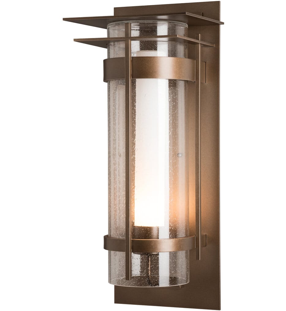 Hubbardton Forge - Banded Seeded Glass XL Outdoor Wall Sconce with Top Plate