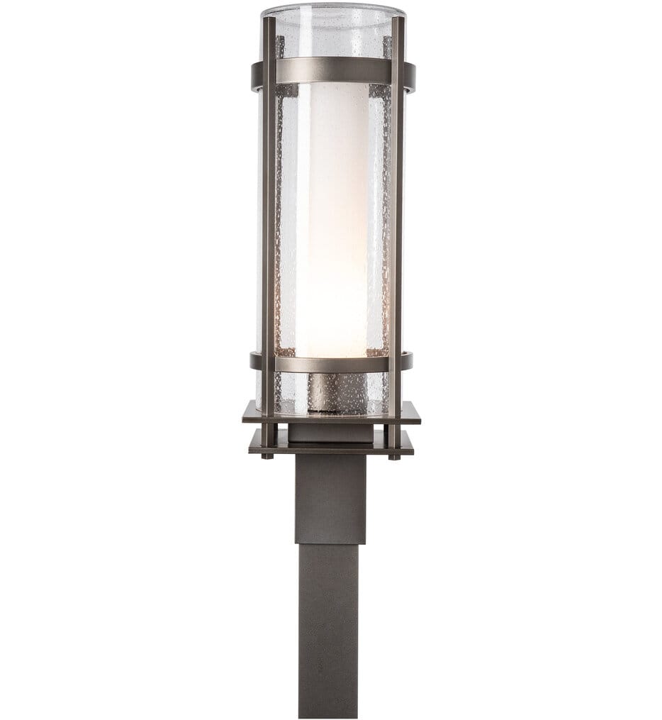 Hubbardton Forge - Banded Seeded Glass Outdoor Post Light