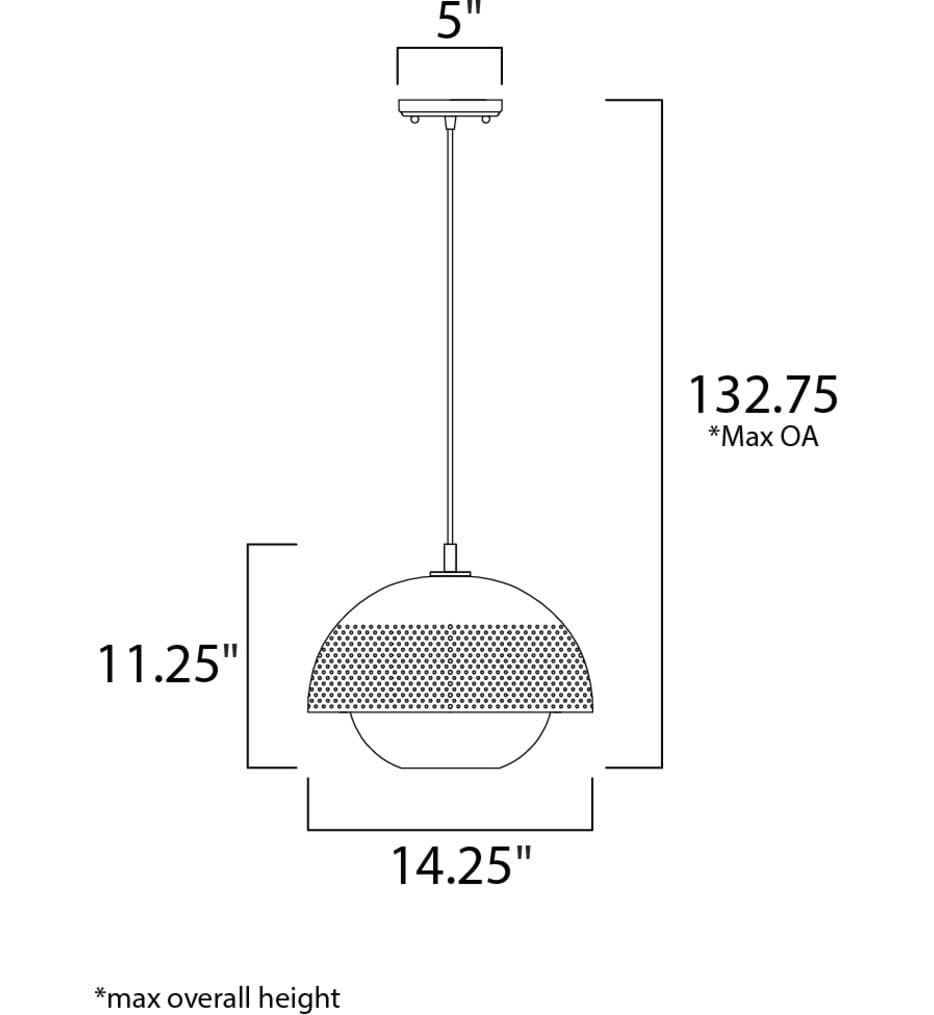 Maxim Lighting - 10082WTBKSBR - Perf 14.25" Pendant