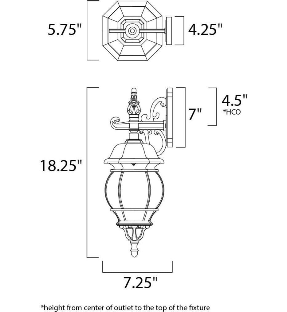 Maxim Lighting - 1030BK - Crown Hill 18.25" Outdoor Wall Sconce