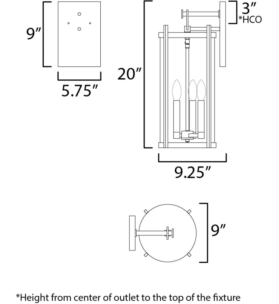 Maxim Lighting - 30065HMBK - Belfry 20" Outdoor Wall Sconce