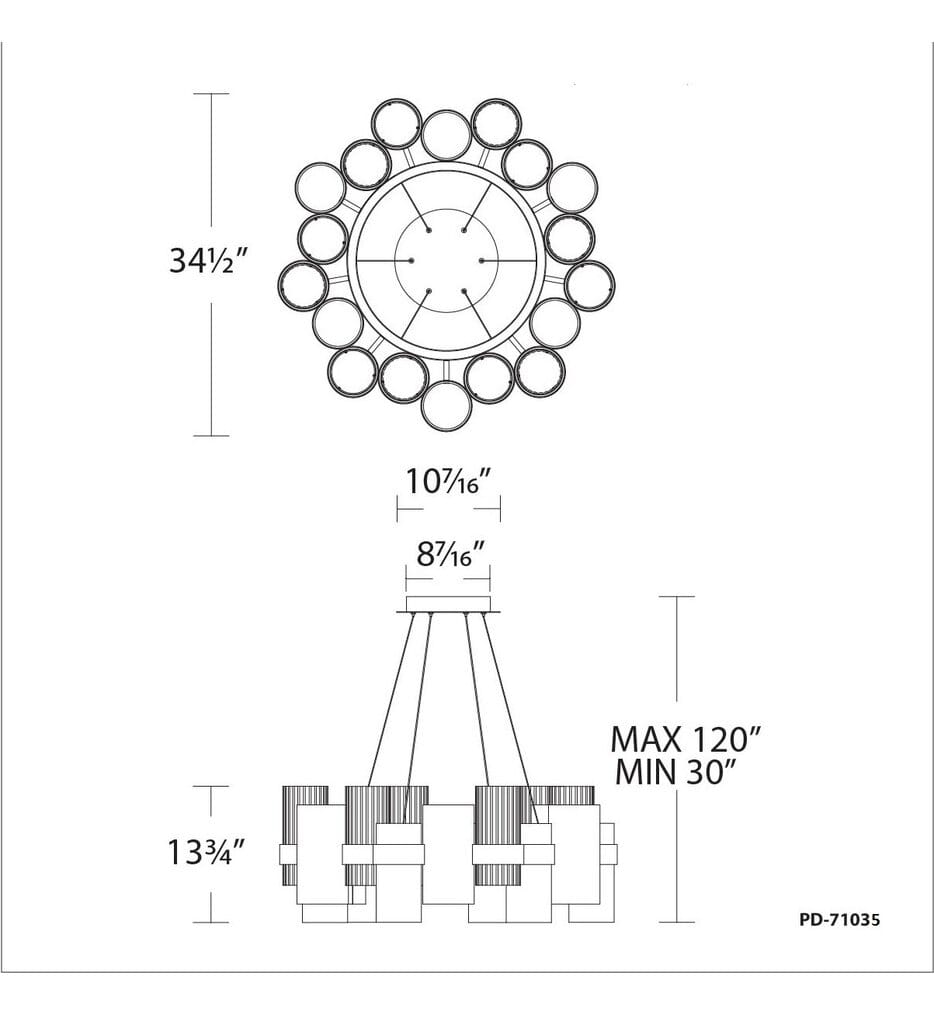 Modern Forms - PD-71035-AB - Harmony 34.5" Chandelier
