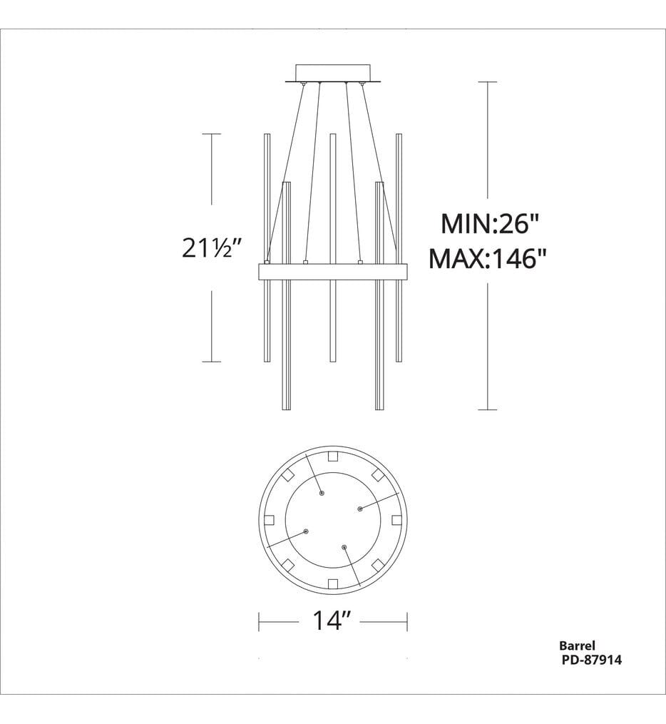 Modern Forms - PD-87914-BK/AB - Harmonix 14" Chandelier