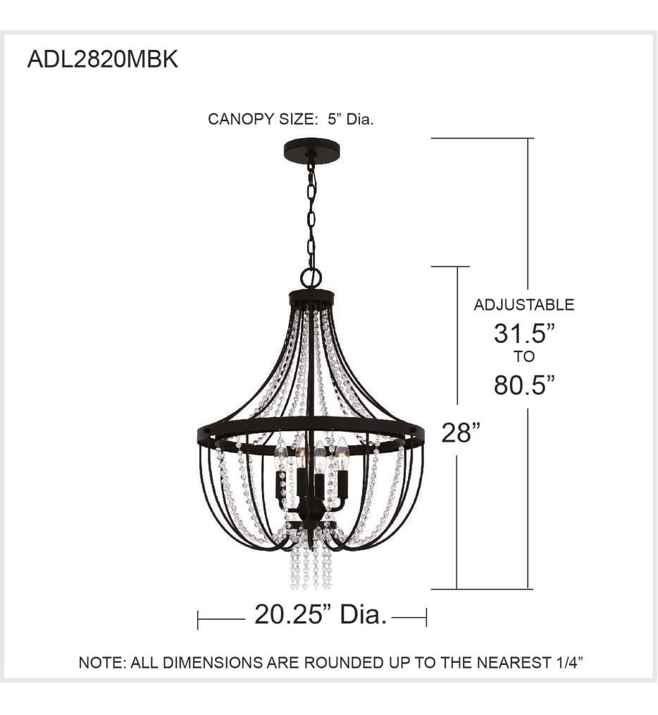 Quoizel - ADL2820MBK - Adelaide 20.25" Pendant