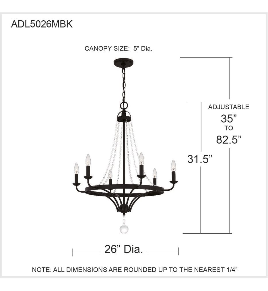 Quoizel - ADL5026MBK - Adelaide 26" Chandelier