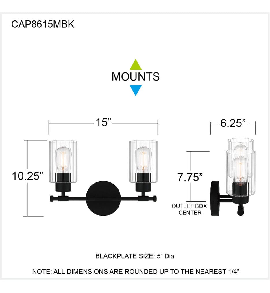 Quoizel - CAP8615MBK - Caputo 15" Bath Vanity Light