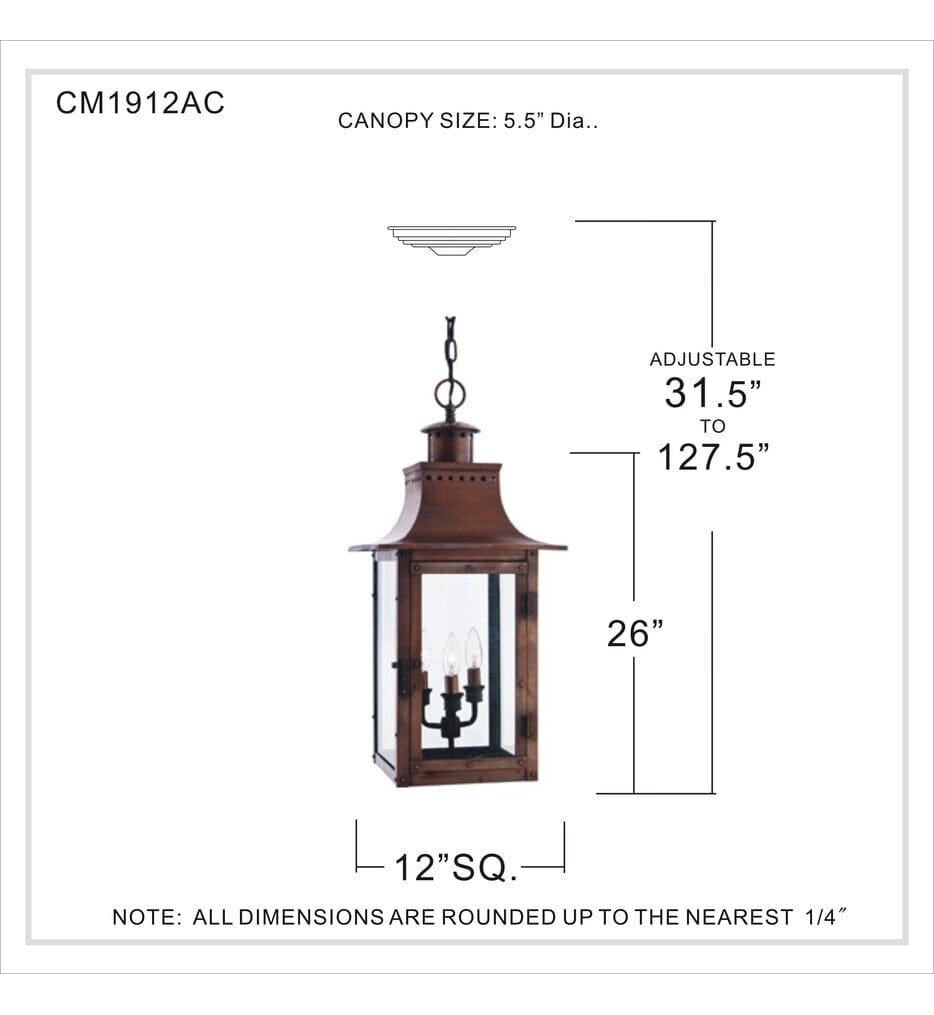 Quoizel - CM1912AC - Chalmers 12" Outdoor Pendant