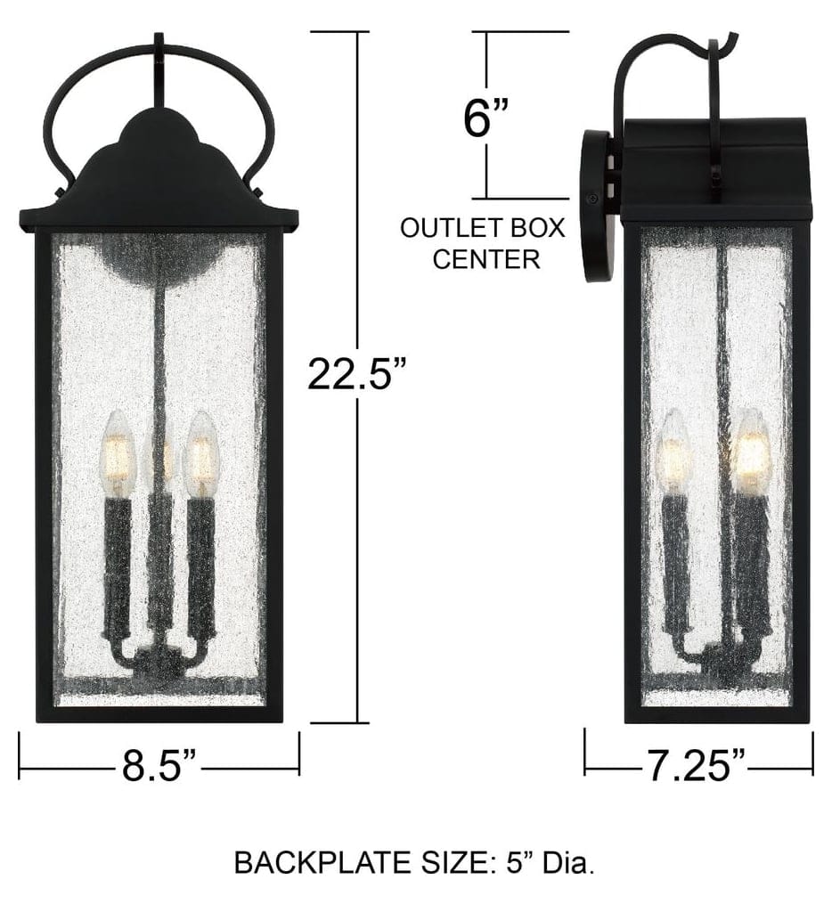 Quoizel - DAM8408MBK - Damian 22.5-inch Outdoor Wall Sconce