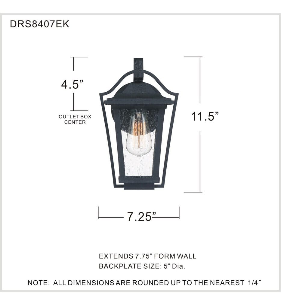 Quoizel - DRS8407EK - Darius 11.5" Outdoor Lantern