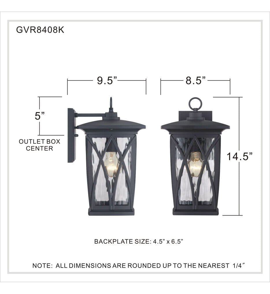 Quoizel - GVR8408K - Grover 14.5" Outdoor Wall Sconce