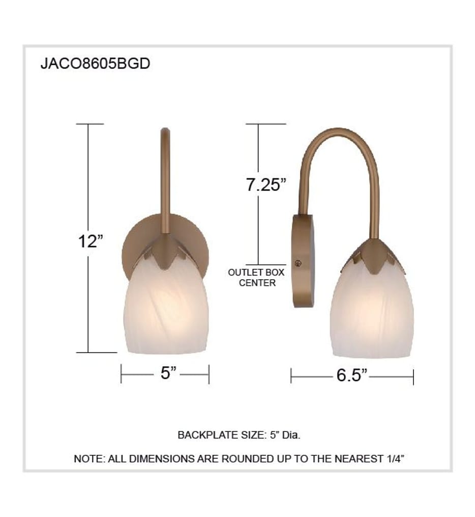 Quoizel - JACO8605BGD - Jacobs 12-inch Wall Sconce