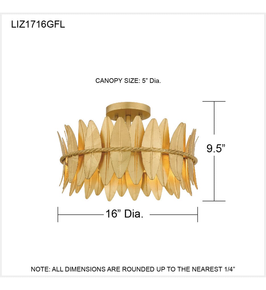 Quoizel - LIZ1716GFL - Liza 16" Semi-Flush Mount