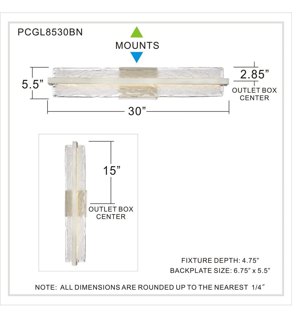 Quoizel - PCGL8530BN - Glacial 30" Bath Vanity Light