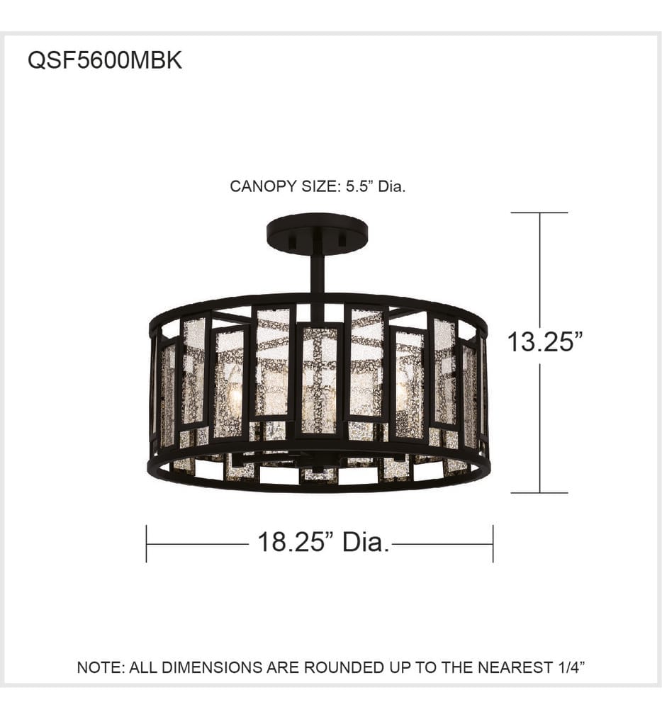Quoizel - QSF5600MBK - Bankston 14.25" Semi-Flush Mount
