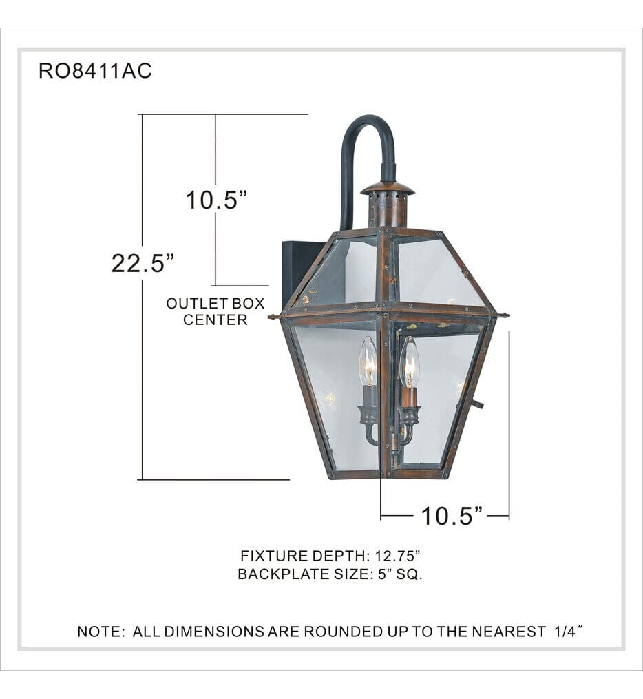 Quoizel - RO8411AC - Rue De Royal 22" Outdoor Wall Sconce