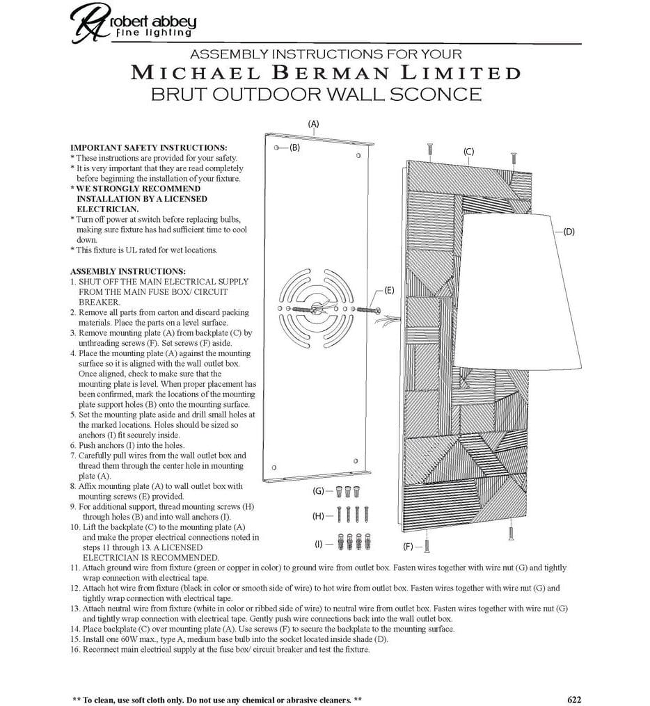 Robert Abbey - S622 - Michael Berman Brut 7" Wall Sconce